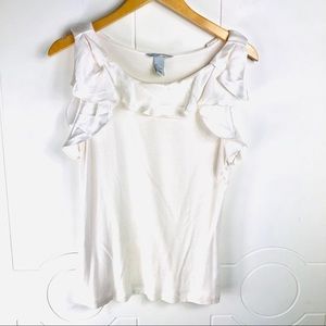 H&M Ruffled Career Ivory Sleeveless Top